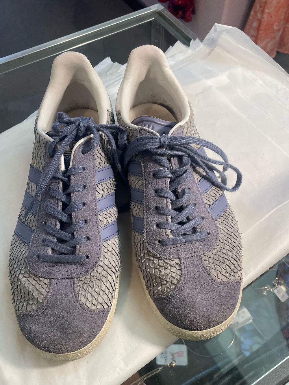 adidas Lavender Suede & Textured Panel Sneakers